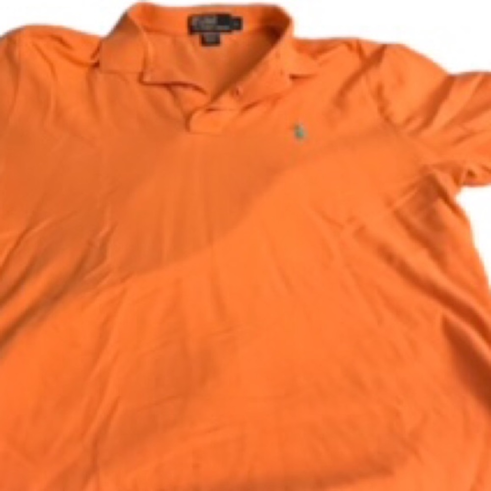 Ralph Lauren size XL polo shirt coral / sherbet color timy hole at bottom